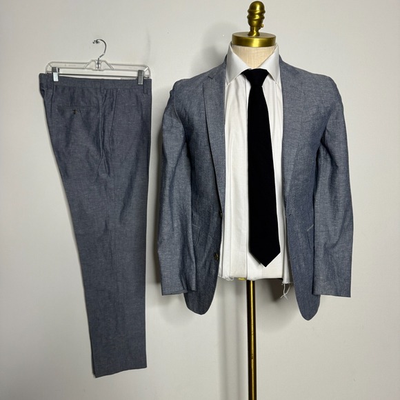J Crew Ludlow Men's Suit - Gray Linen Jacket 34S & 33W Pants - Picture 1 of 15